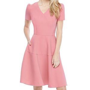 Gal Meets Glam Kate V-Neck Puff Sleeve Dress